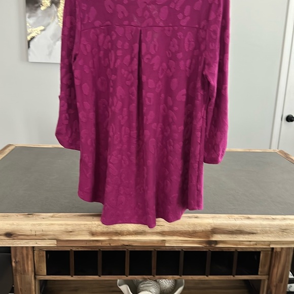 Honeyme NWT Pink Relaxed Blouse with Mandarin Collar - Picture 2 of 6